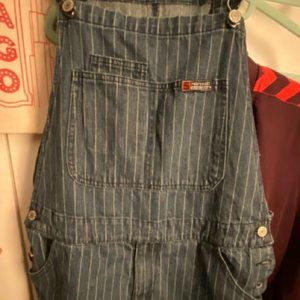 Pinstriped Jean Overalls - Small
